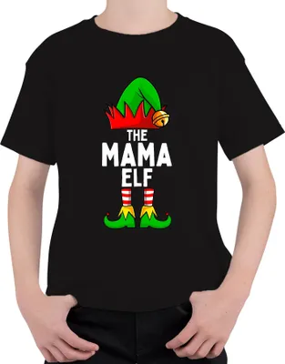 Produktbild von The Mama Elf Weihnachtsgeschenk für Mama lustig Elfe Familie Uni Kinder T-Shirt, Schwarz, 152