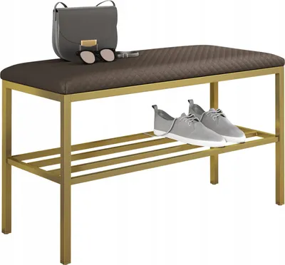 Zdjęcie produktu dla Ławka na buty z siedziskiem loft metalowa do przedpokoju półka 80 cm