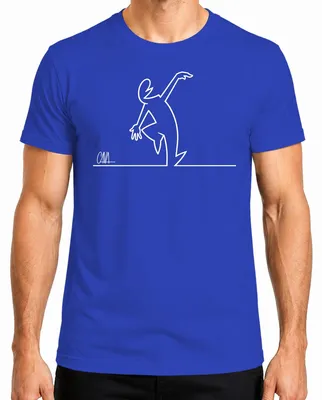 Imagen del producto de Camiseta para hombre, diseño "La Línea Osvaldo Cavandoli Balum Strichmännchen", color azul, talla XL