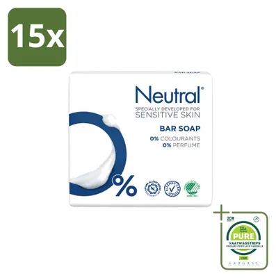 Productafbeelding van 15 x Neutrale zeepstukken, parfumvrij - 100 g - Grote verpakking - 15 stuks