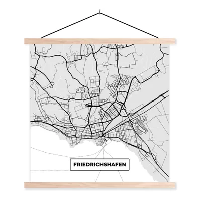 Produktbild von MuchoWow® Textilposter Friedrichschafen - Stadtplan - Deutschland - Karte 120x120 cm mit holzfarbenen Rahmen - Textil-Poster