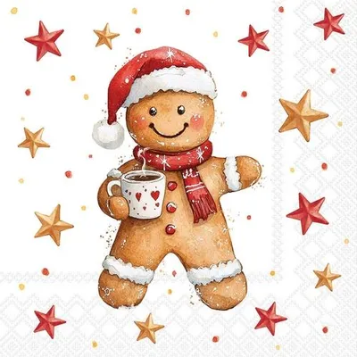 Produktbild von 20 Servietten Cocoa and Cookie - Lebkuchenfigur mit Kakao 33x33cm