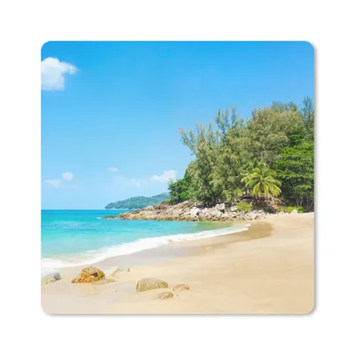 Produktbild von MuchoWow® Mauspad Mousepad Strand - Meer - Pflanzen - Tropisch 20x20 cm - Mousepads - Maus Mat - Pad - Mausunterlage - Desk Mat - Bureauartikeln