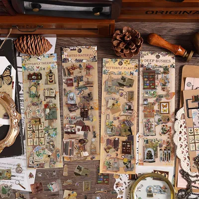 Obrázek produktu pro Sada samolepek pro scrapbook, 240 kusů, 12 listů, pro kreativní zdobení deníků