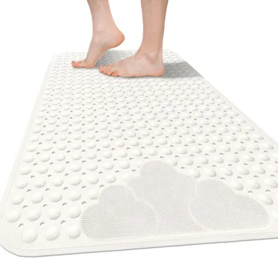 Produktbild von Duschmatte rutschfest 80x120cm TPE mit Saugnäpfen Ablauflöchern Weiß