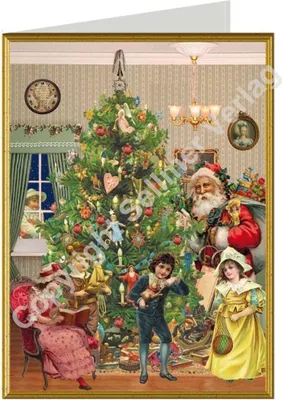 Produktbild von Weihnachtskarte B6 im viktorianischen Stil mit Umschlag