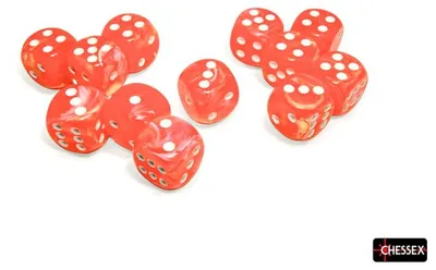 Produktbild von Chessex Würfelset 16mm Dahlia/white Luminary - 12 Stück