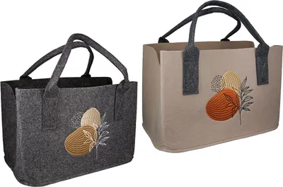 Produktbild von GILDE Tasche, "Lugato", Eichelmotiv, Filz, beige, grau, , 2 Stück wie abgebildet, L. 40 cm, B. 25 cm, H. 26 cm 44432