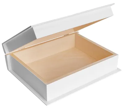 Obrázek produktu pro Creative Deco Jednobarevný dřevěný obal na knihu, bílý | Knihovna | 24 x 19 x 7,5 cm | Neobarvený a neošetřený k vlastnímu zdobení | Ideální pro dekorace, decoupage a úložné účely