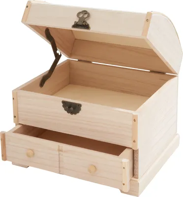 Produktbild von VBS Runddeckeltruhe 20x17x17 cm Holztruhe Schatzkiste Aufbewahrungstruhe Vintage