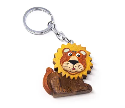 Image de Porte-clés en bois - Lion
