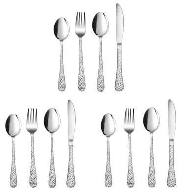 Produktbild von Kinderbesteck Set 12-teilig Edelstahl Hammergriff Gabel Messer Löffel Spülmaschinenfest