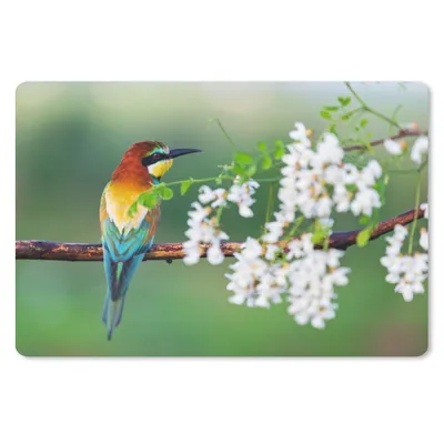 Produktbild von MuchoWow® Mauspad Mousepad Vogel - Bienenfresser - Blumen 27x18 cm - Mousepads - Maus Mat - Pad - Mausunterlage - Büroartikel - Desk Matten