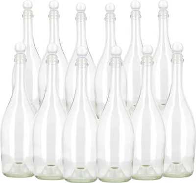 Produktbild von BELLEROFONTE Transparent Glasflasche für Wasser 750 ml mit Druckverschluss, 12 Stücke