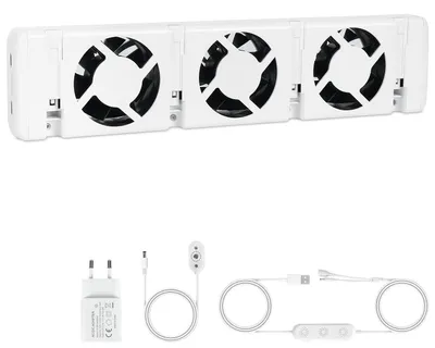 Obrázok produktu pre Sada 3 ventilátorov na zosilnenie tepla z radiátorov, rozmery 30 cm, s reguláciou, vhodné pre radiátory do výšky 50 cm