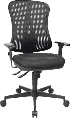 Produktbild von Topstar Profi Bürostuhl HEAD POINT SY Ergonomischer Schreibtischstuhl mit Armlehnen Stoff / Netzstoff Schwarz Drehstuhl für Büro, Zuhause