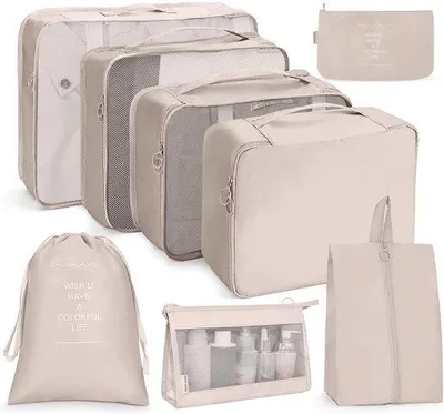 Produktbild von Famanu Packing Cubes Set 8-teilig mit Schuhbeutel – Beige