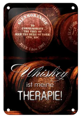 Produktbild von Blechschild Spruch 12x18cm Whiskey ist meine Therapie