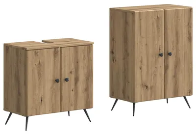 Productafbeelding van vidaXL 2-delige badkamerset, kastjes, model BREDA, kleur: artisan eik