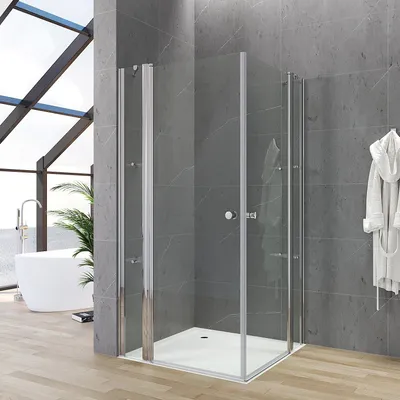 Produktbild von AQUALAVOS Duschkabine Eckeinstieg 95x95 cm mit Duschablage 5 mm Einscheibensicherheitsglas variabler Verstellbereich Hebe-Senk-Mechanismus barrierefrei einbaubar