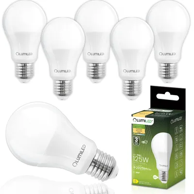 Obrázek produktu pro Sada 6 LED žárovek E27 A60, 15W, náhrada za 125W, 2025 lm, 3000K (teplá bílá), sada 6 kusů, úhel svitu 260°, nestmívatelné, 230V, vhodné pro osvětlení obytných prostor, kuchyní, chodeb a kanceláří