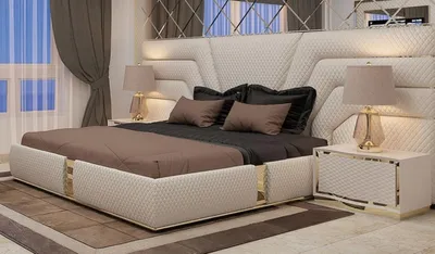 Obrázek produktu pro Casa Padrino ložnicový set krémová / zlatá - 1 manželská postel s čelem a 2 noční stolky - Moderní ložnicový a hotelový nábytek - kvalita