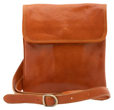 Imagen del producto de Bolso de hombro para hombre, de cuero genuino, cuero curtido vegetal, cierre magnético, fabricado a mano en Italia