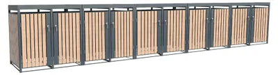 Produktbild von Westmann Metall Mülltonnenbox Planta 10x240 L Mülltonnenbox mit Pflanzdach 84x660x124 cm