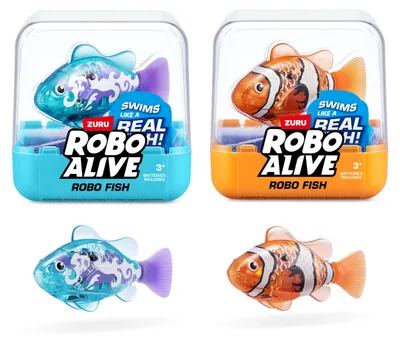 Produktbild von ROBO ALIVE Robo Fish Serie 3 Roboter-Fisch, 2er-Pack, orange und blaugrün, schwi