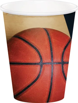Produktbild von Basketball-Becher Sport-Mottoparty-Deko 8 Stück orange-gold 266ml -