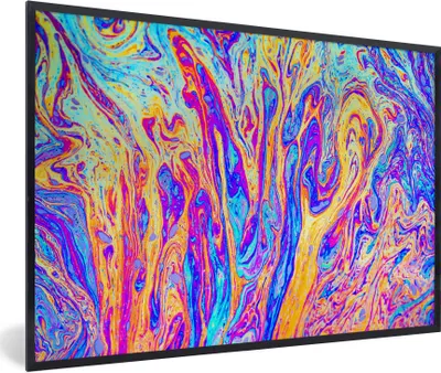 Produktbild von MuchoWow® Gerahmtes Poster Kunst - Farben - Psychedelisch 90x60 cm - Poster mit Schwarzem Bilderrahmen Wandposter Rahmen Foto Bilder - Fotorahmen - Foto-Plakat