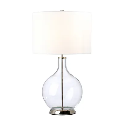 Image de Lampe de table avec abat-jour Orb blanc et argenté, 1xE27x60W, verre, dimensions : 67x36x36 cm, IP20, Elstead