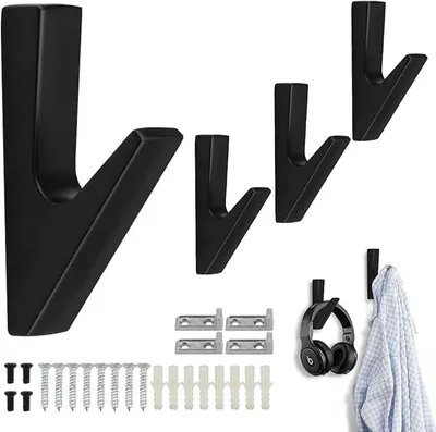 Image de Porte-manteaux mural moderne, composé de 4 pièces, idéal pour les vestes, les salles de bain et les chambres.