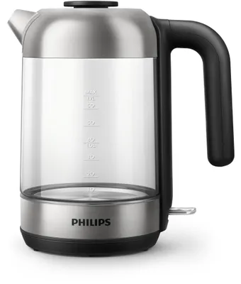 Produktbild von Philips Wasserkocher Series 5000 aus Glas, 1.7 L, Leuchtanzeige mit Klappdeckel und Kontrollanzeige, Metall (HD9339/80)