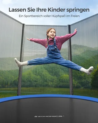 Produktbild von SONGMICS Ø 244 cm Trampolin bis 80kg mit Leiter+Netz+Randabdeckung robust sicher stabil solid Gartentrampolin STR8FT