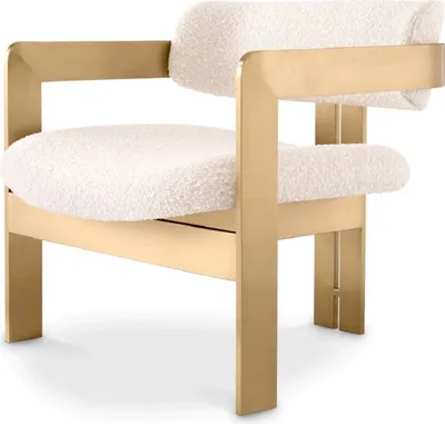 Produktbild von Casa Padrino Luxus Sessel Creme / Messing 70 x 70 x H. 68 cm - Wohnzimmer Sessel - Hotel Sessel - Wohnzimmer Möbel - Luxus Möbel - Wohnzimmer Einrichtung - Luxus Einrichtung - Möbel Luxus