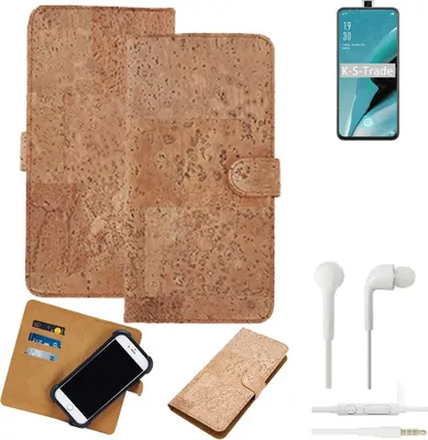 Produktbild von K-S-Trade Hülle kompatibel mit Oppo Reno2 Z + in ear Kopfhörer Kork Handyhülle Cover  Schutzhülle TPU Case Bumper in Hellbraun, (1x)