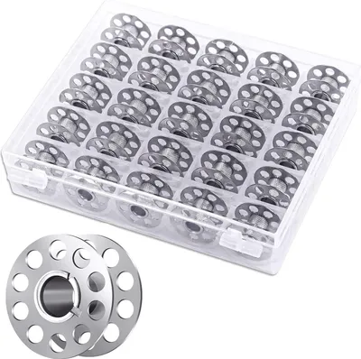 Produktbild von Nähmaschinenspule – Leer Spulen für Nähmaschine mit Aufbewahrungsbox, 25 Stück Metall Garnspulen
