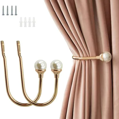 Gardinenhalter U-förmig, 2 Stück, Metall, Gold, 15 x 7,5 cm