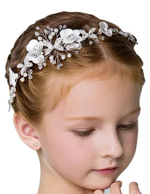 Immagine prodotto di di fiori bianchi - Accessorio per capelli per bambini - Ideale per spose o principesse - Fascia per capelli - Accessorio di tendenza per matrimoni - Elegante e raffinato