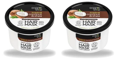 Productafbeelding van 2 x Biologisch haarmasker Kokos & Shea - Verzorgend en voedend - 250 ml - Voordelige verpakking - 2 stuks