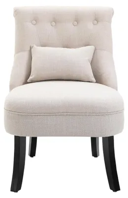 Imagen del producto de Sillón - Silla reclinable - Silla mecedora - Sofá - Sillón tapizado en color crema - Madera maciza de caucho