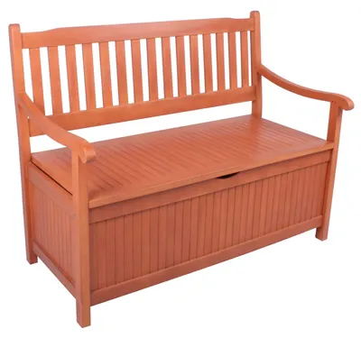 Produktbild von Jardinion Gartenbank Houston 107 x 59 x 90cm (LxBxH) Truhenbank Bank mit Stauraum Holzbank Garten Braun, Sitzbank, Balkonbank, Klappbank, Stauraumbank