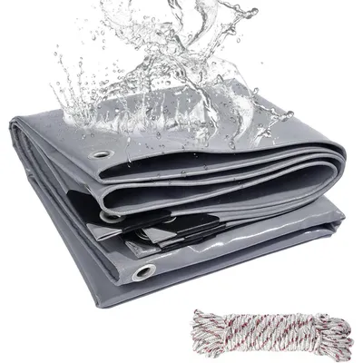 Image de Bâche de protection pour camion, 440 g/m², imperméable, avec œillets, 2x3 mètres, PVC, gris