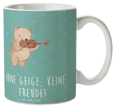 Produktbild von Mr. & Mrs. Panda Tasse Geige Freude - Meeresbrise - Geschenk, Musikinstrument, Kaffeetasse, Lernen, Musik, Musiker, Instrument, Kaffeebecher, Orchester, Trinkbecher