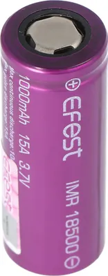 Obrázek produktu pro Efest Purple IMR18500 1000mAh 3,7V s kladným pólem, plochá, nechráněná, rozměry 49,8x18,3mm