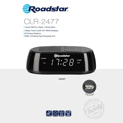 Produktbild von Roadstar CLR2477, Uhr, Digital, FM, PLL, LCD, 1,52 cm (0.6"), Weiß