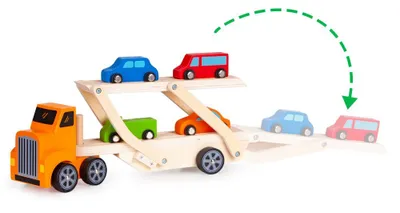 Obrázok produktu pre Drevené nákladné auto + 4 autá Ecotoys