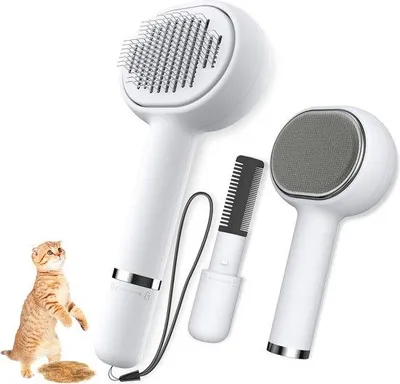 Produktbild von Famanu 3-in-1 Haustierbürste für Hunde und Katzen - Selbstreinigende Slicker Bürste