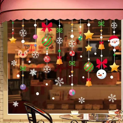 Productafbeelding van Kerstdecoraties voor ramen, 106 stuks, PVC, statisch aanbrengbaar, dubbelzijdig